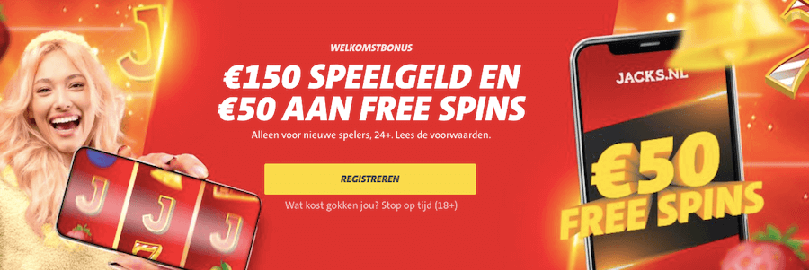 Nieuwe Jack's Casino Welkomstbonus: 100% bonus tot €150 én 50 free spins!