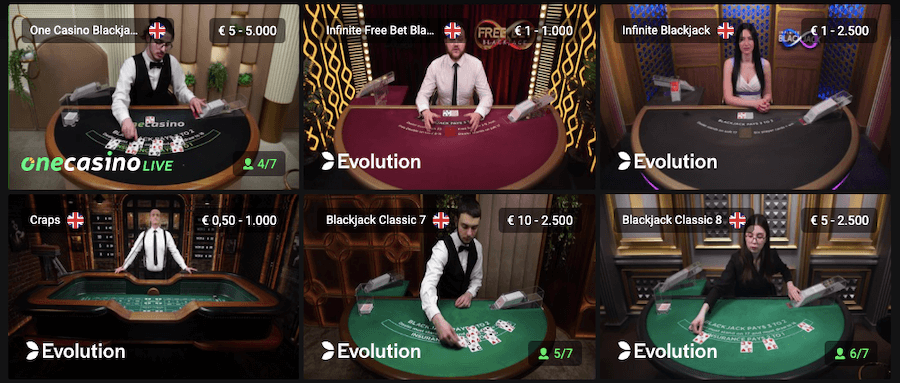 Live blackjack bij One Casino